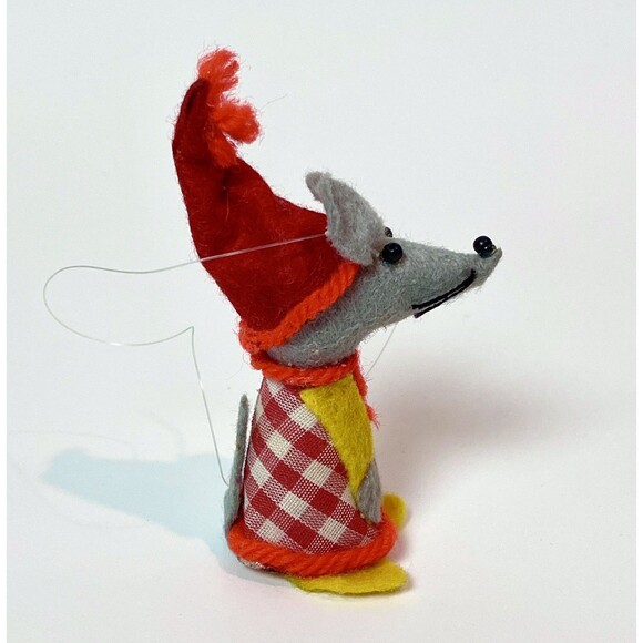 4 - Vintage Wooden Christmas Ornaments Santa Dog House Prairie Girl Mouse - Felt - Picture 10 of 16